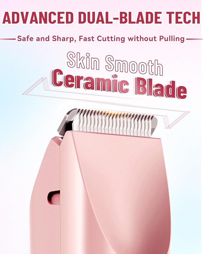 Dermave Bikini Shaver 2.0, Electric Bikini Trimmer for Women Pubic Hair, 2 in 1 Dual Head Body Hair Electric Razor, Waterproof, Wet/Dry-Velvo Beauty