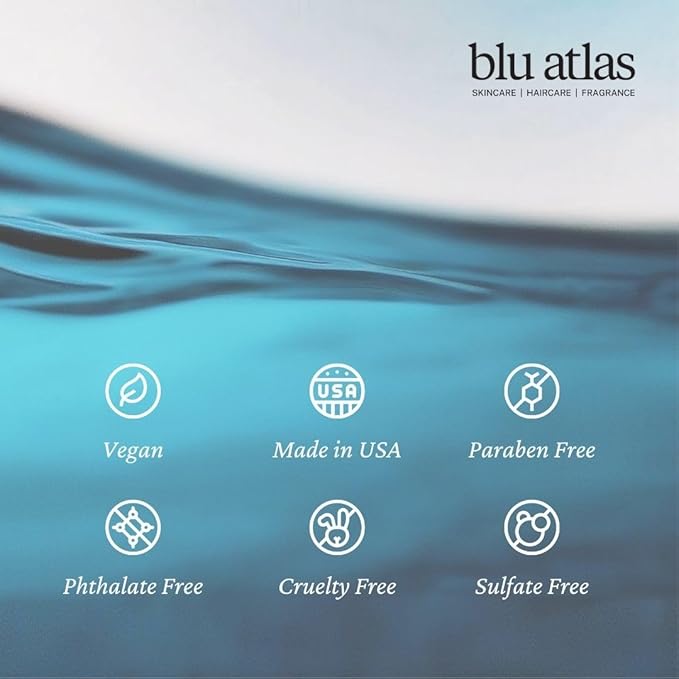 Blu Atlas Men's Natural Shampoo – Organic, Sulfate-Free, Paraben-Free – Deep Cleansing & Hydrating – Classic Scent (Bergamot, Sage, Patchouli) – Made in America– 32 oz-Velvo Beauty
