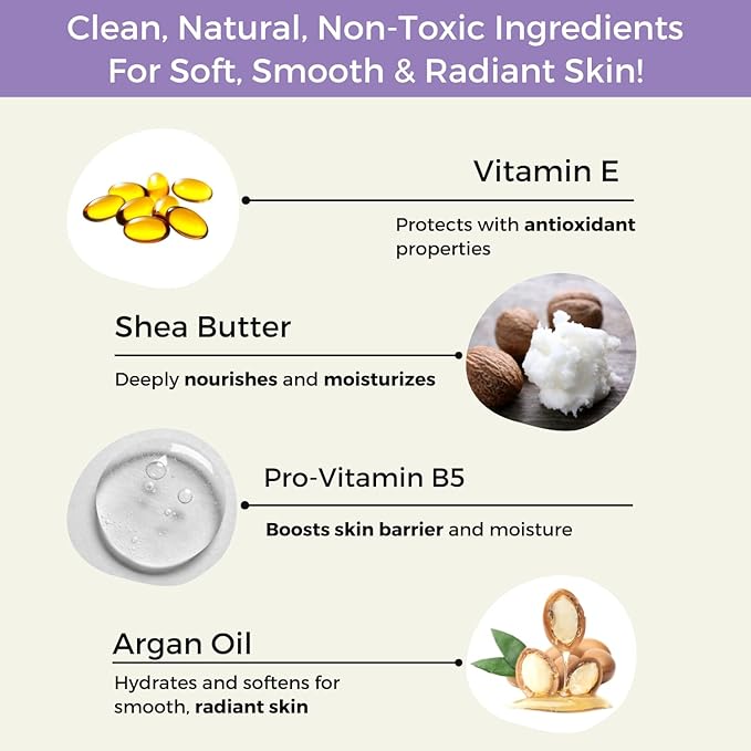 RaGaNaturals Lavender Shea Butter Hand and Body Lotion, 8 Fl Oz - Moisturizing, Plant-Based, Vegan, with Argan, Avocado Oil & Vitamin E-Velvo Beauty