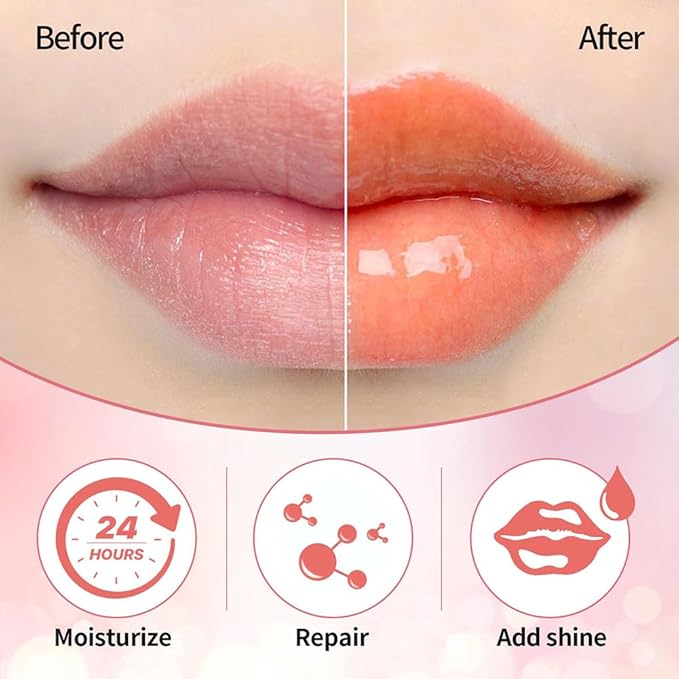 Hydrating Lip Glow Oil, Moisturizing Lip Glow Oil, Nourishing Glossy Transparent Lip Oil, Plumping Lip Oil, Lip Balm, Non-sticky Tinted Toot Lip Balm for Lip Care (CORAL) 0.2 OZ-Velvo Beauty