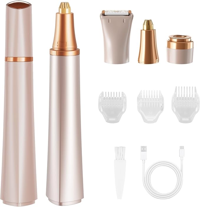 Electric Eyebrow Trimmer, 3 in 1 Facial Hair Remover for Women, Waterproof Rechargeable Hair Shaver for Face Eyebrow Leg Bikini Nose, Painless Facial Razor Epilators with 3 Guide Combs-Velvo Beauty