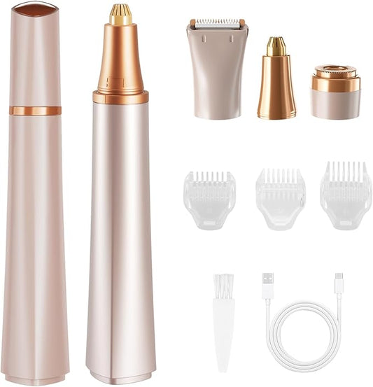 Electric Eyebrow Trimmer, 3 in 1 Facial Hair Remover for Women, Waterproof Rechargeable Hair Shaver for Face Eyebrow Leg Bikini Nose, Painless Facial Razor Epilators with 3 Guide Combs-Velvo Beauty