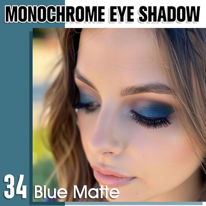 Dark Blue Single Matte Eyeshadow Makeup, Neutral Powde Eye Shadow for Women, Dark Blue Matte Singles Eyeshadow Palette Pigmented Waterproof, sombras para ojos, Girls Monochrome Eyeshadows Gift-Velvo Beauty