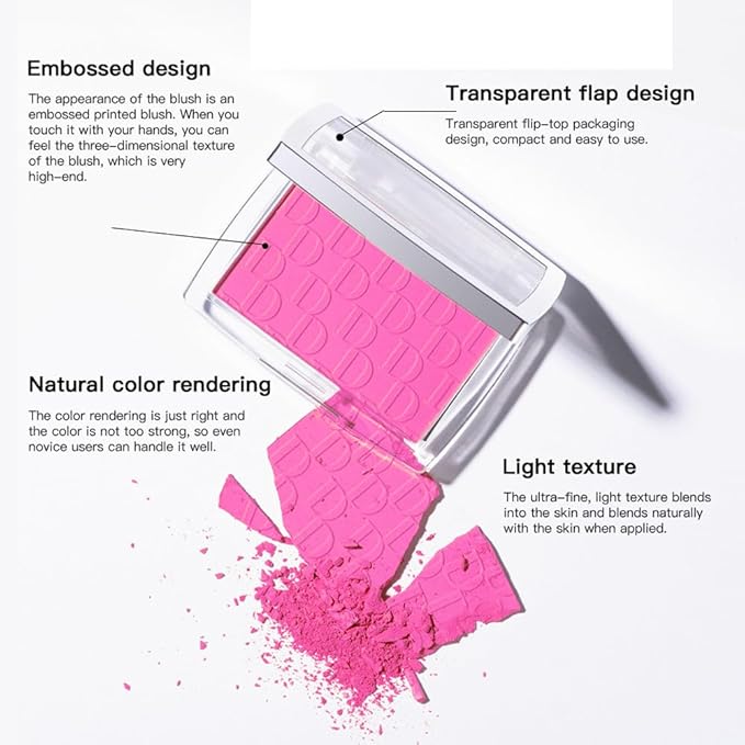 Pink Powder Blush Palette, Multi-Use Makeup Blusher Pink Face Powder for Eyes, Lips, Cheeks, Blendable Formula-Velvo Beauty