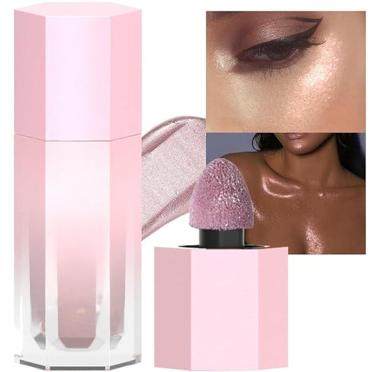 evpct Rose Gold Stardust Liquid Face Highlighter Makeup Waterproof Long Lasting Halographic Pink Glitter Shimmer Body Iridescent Highlighter Makeup Palette Stick-Velvo Beauty