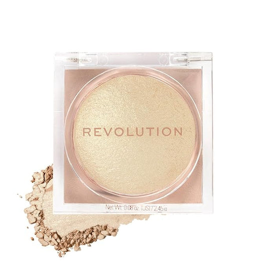 Makeup Revolution Beam Bright Highlighter, All Over Face Glow, Powder To Liquid Formula, 5 Different Shades, Golden Gal-Velvo Beauty