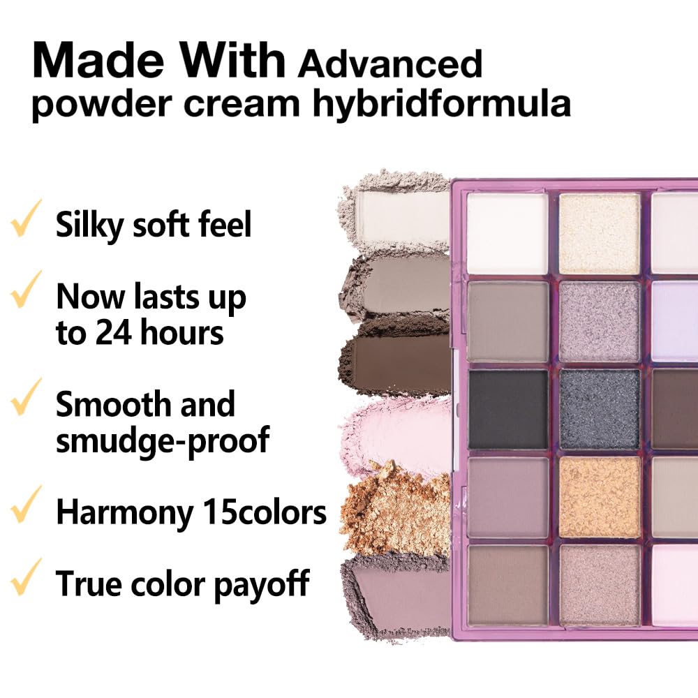 Smokey Eye Shadow Makeup Palette,15 Colors Nude Taupe Dark Shimmer Matte Makeup Pallet,Long Lasting Waterproof for Daily and Halloween,Vegan,Cruelty -free-Velvo Beauty