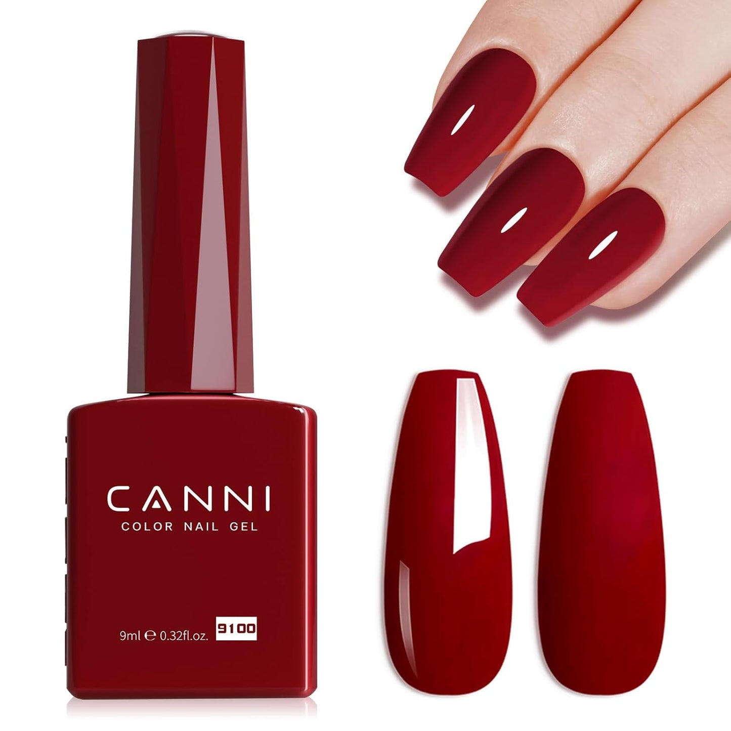 CANNI Red Gel Polish, 1Pcs Deep Dark Red Color Nail Polish Gel High Gloss Soak Off UV French Nail Manicure Salon DIY-Velvo Beauty