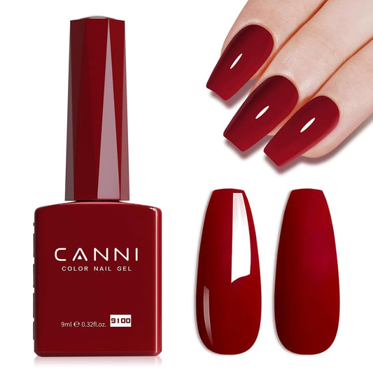 CANNI Red Gel Polish, 1Pcs Deep Dark Red Color Nail Polish Gel High Gloss Soak Off UV French Nail Manicure Salon DIY-Velvo Beauty
