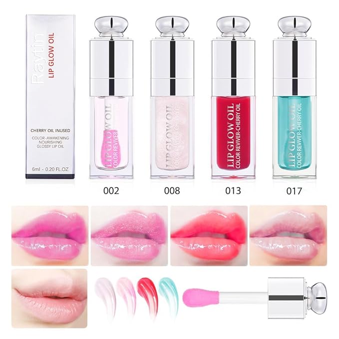 Hydrating Lip Glow Oil-Lip care oil- Lip Oil Tinted for Lip Care and Dry Lips-Prevents Dry Cracked-Non-sticky Big Brush Head-Lip Plumping -Lip Oil gloss tinted-008-Velvo Beauty