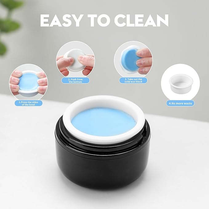 Nose Wax Kit - Travel Wax Warmer for Hair Removal with 100g Waxs, 15 Applicators, 30 Nose Hair Sticks 2 Silicone Pots, 1 Bag Constant Temperature, 15-20 Times Black - Round | Black | Mini-Velvo Beauty