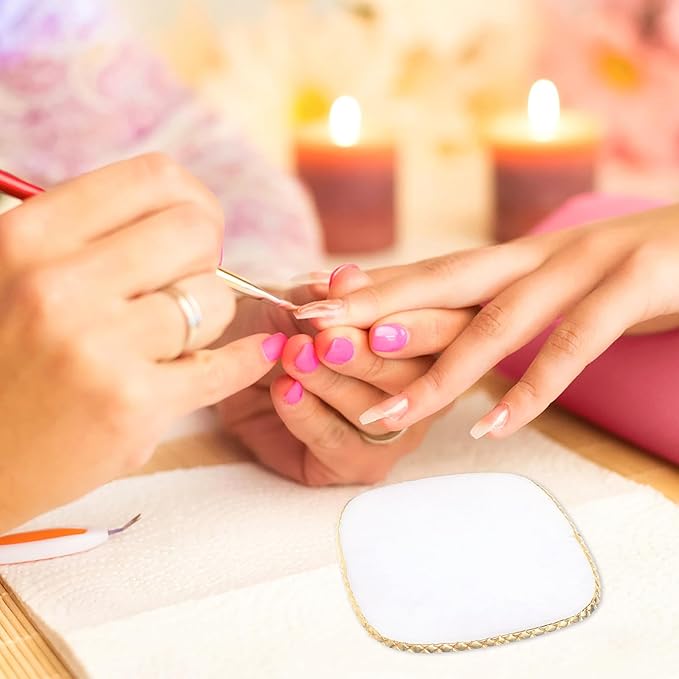 Resin Nail Art Palette Gold Edge Nail Holder Heart Shaped Color Makeup Foundation Mixing Tools Display Board Gel Nail Art Color Mixing Palette Painting Tray Manicure Tool (Milky)-Velvo Beauty