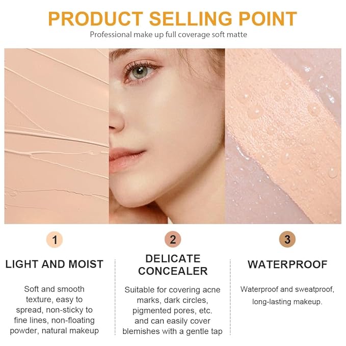 Kaely 2Pcs Pot Concealer Full Coverage Set,under Eye Brightener Concealer for Conceals Dark Circles,Waterproof Foundation Face Makeup Brush Kit,Color Correcting Concealer,02+02-Velvo Beauty