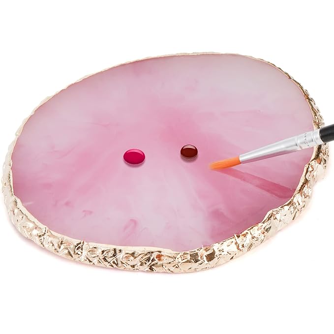 ZOOFOX 6 Pieces Resin Nail Art Palette, Nail Art Painting Mixed Color Palette with Gold Edge, Nail Gel Color Makeup Display Board-Velvo Beauty