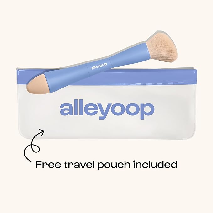 Alleyoop Multi-Tasker 4-in-1 Travel Makeup Brush Set – Compact Makeup Brushes with Blending Sponge, Eyeshadow, Eyebrow & Liner, Blush & Bronzer Brush – Mini Makeup Tools Kit for Women, Vegan-Velvo Beauty