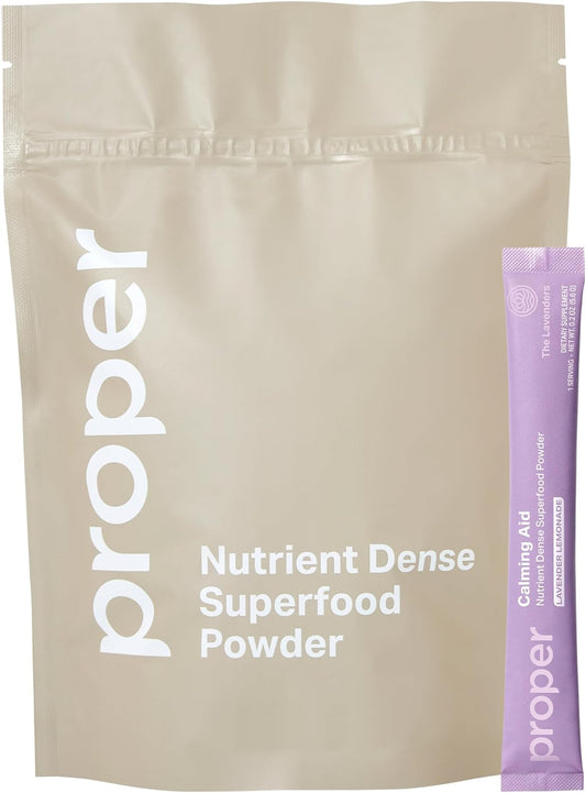 Proper, The Lavenders Calming Aid. Sleep and Relaxation Drink Mix. GABA L-Theanine Supplement with Magnesium, Lavender, Lemon Balm, and Ashwagandha. Natural Calm Stress Support Supplements-Velvo Beauty