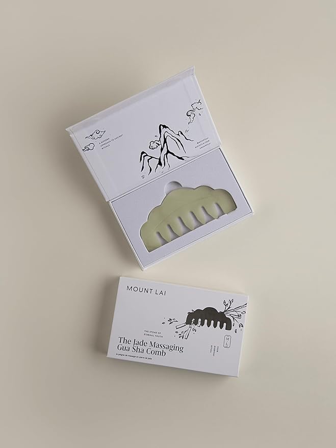 Mount Lai Hand-Carved Natural Jade Gua Sha Scalp Comb – Scalp Massager & Scraping Guasha Tool for Relaxation, Blood Circulation & Cooling-Velvo Beauty