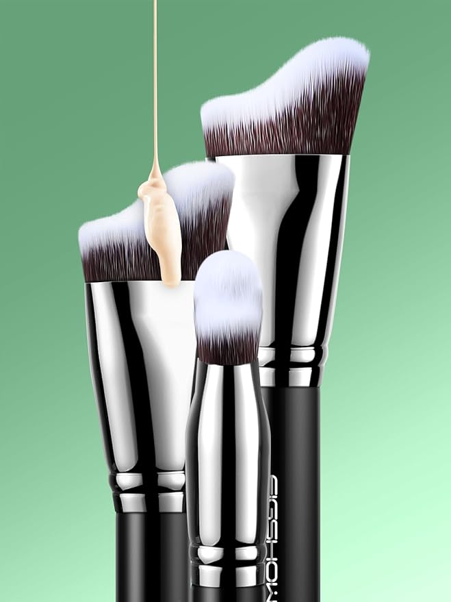 EIGSHOW Foundation Brush with Wave Shaped Head for Liquid, Cream, Powder Blending Cheekbones Jawline, Large Premium Dense Synthetic Bristles (F659)-Velvo Beauty