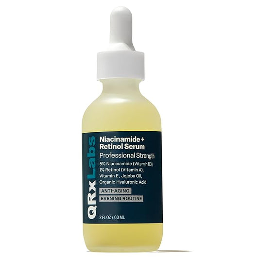 QRxLabs Niacinamide & Retinol Serum - 2 fl Oz - Niacinamide, Retinol & Arbutin - Anti-Aging Pore & Wrinkle Reducer - Fades Blemishes & Tightens Skin-Velvo Beauty