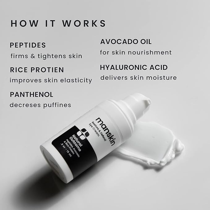 Man Skin Eye Cream for Men - Restore & Defend Anti Aging Eye Cream with Peptides, Avocado Oil and Rice Proteins-Velvo Beauty