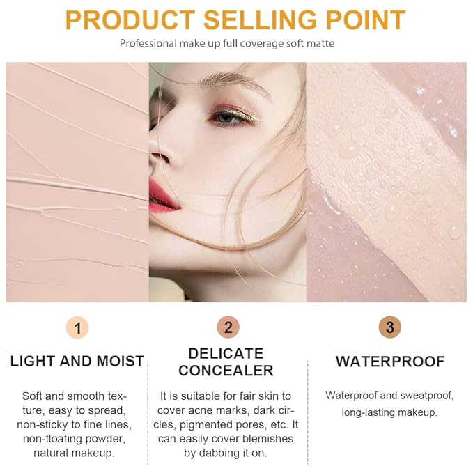 Kaely Pot Concealer Set,under Eye for Conceals Dark Circles, Waterproof Face Primer Makeup,Corrects Tattoo Concealer,Foundation Makeup Brush,Eye Ring corrector de ojeras 01, 01 IVORY WHITE-Velvo Beauty