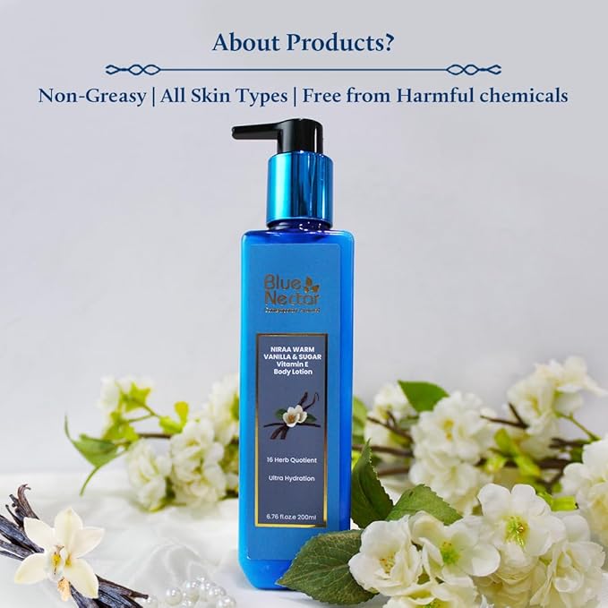 Blue Nectar Shea Butter Moisturizing Body Lotion with Vanilla & Vitamin E for Hydration | Body Lotion for Dry Skin | For Women & Men (12 Herbs, 6.76 Fl oz)-Velvo Beauty
