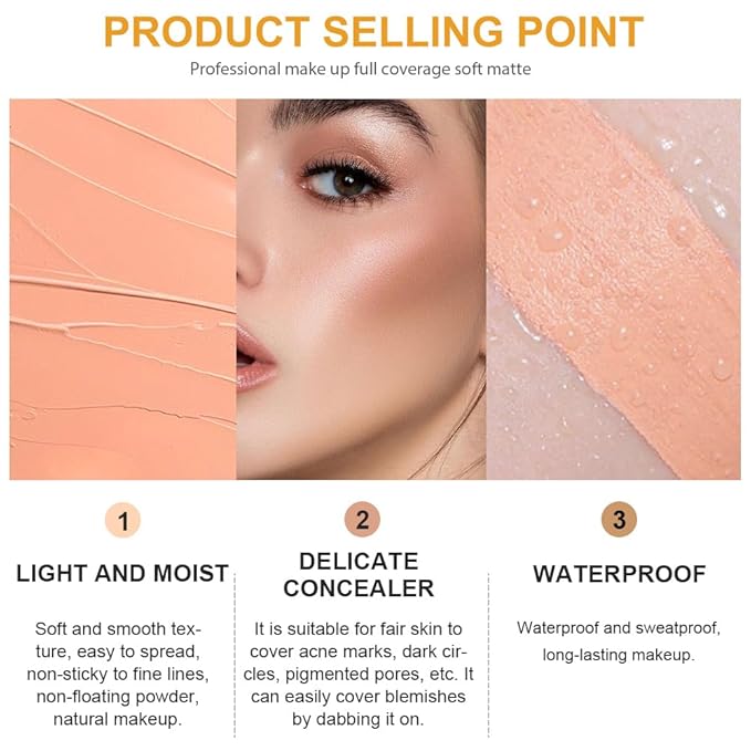 Kaely Pot Concealer Full Coverage Set,under Eye Brightener Concealer for Conceals Dark Circles,Waterproof Foundation Face Makeup Brush Kit,Color Correcting Concealer,Eye Ring corrector de ojeras 05-Velvo Beauty