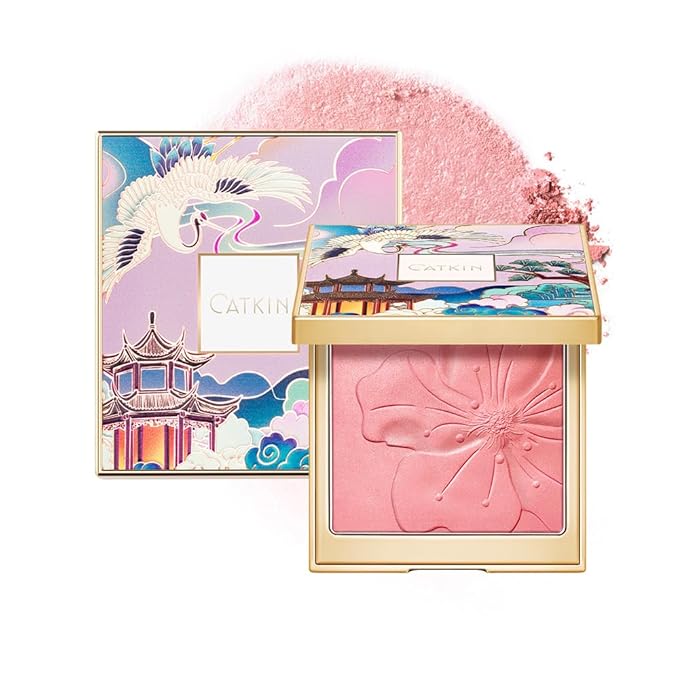 CATKIN Cheek Powder Blush Baked Pink Makeup Blusher Creamy Light Weight Long Lasting Natural Shimmer Finish 10g (C08 Crush)-Velvo Beauty