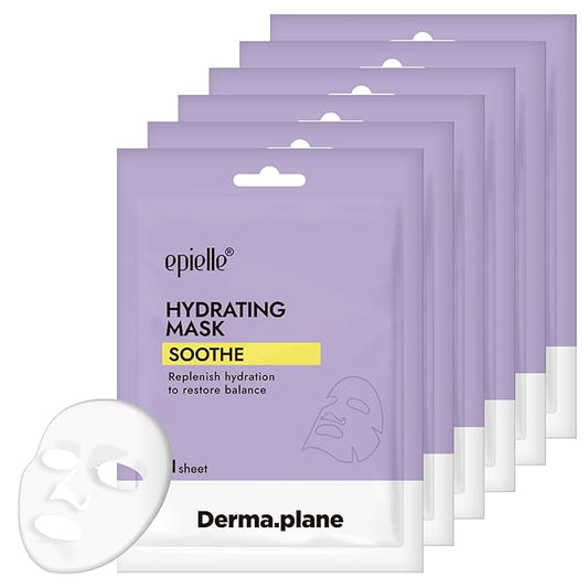 Epielle Hydrating Sheet Mask 6 Pack, Soothing & Restoring Face Mask with Cica, Heartleaf Extract & Witch Hazel Water, Target Dry & Sensitive Skin, Korean Skin Care-Velvo Beauty
