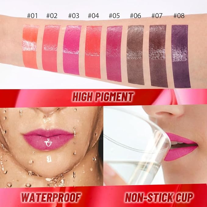 Lip Stain Peel Off Lip Gloss oil Dual-Ended Combo, Raspberry Peach Lips Liner Stain Peel Off Tattoo, Long Lasting & Waterproof, Transfer-Proof Lip Tint Stain with Lip oil for All Skin Type 03#-Velvo Beauty
