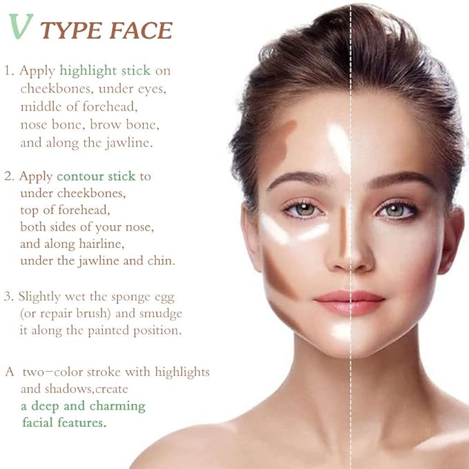 5Pcs Cream Contour Sticks Makeup Kit,Primer Face Makeup Highlighter Stick Contouring Makeup Kit for Beginners,Highlight and Contour Kit,Cream Concealer Makeup Blur Stick-Velvo Beauty