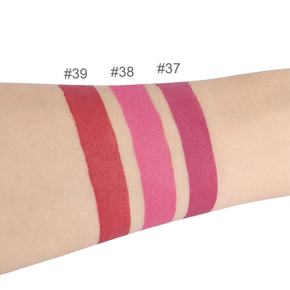 evpct 3Pcs Rose red plum Warm pink Deep cranberry Matte Liquid Lipstick Set for Women 24-hour Matte Lipstick Lip Stain Gloss Long Lasting 24 Smudge Waterproof labiales mate larga duracion 24-Velvo Beauty