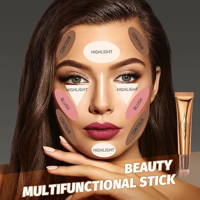 Liquid Blush Beauty Wand, Liquid Blush, Blush stick, Liquid Blush for Cheeks, Contour Beauty Wand, Natural Smooth Creamy Highlight Matte Liquid Blush Stick with Soft Cushion Applicator-Velvo Beauty
