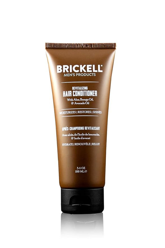 Brickell Men's Revitalizing Hair Conditioner for Men, Natural and Organic Nourishing Hair Conditioner, Restores Shine and Moisture, 3.4 Ounce, Scented, New Formula-Velvo Beauty