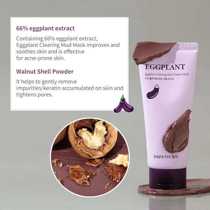 Papa Recipe Kaolin Mud Mask with Eggplant Extract – Hydrating Creamy Clay Mask for Pore Care, Gentle Exfoliation & Daily Use – With 6 Types of Hyaluronic Acid & Cica – Korean Skincare-Velvo Beauty