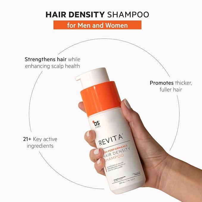 DS Labs Revita Shampoo and Conditioner – High-Performance Hair Density Shampoo & Conditioner, Volumizing & Thickening, Fuller, Healthier-Looking Hair, Sulfate & Silicone Free, For Men & Women, 205mL-Velvo Beauty