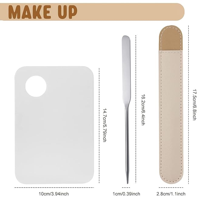 Makeup Spatula and Makeup Palette, Stainless Steel Foundation Palette & Tiny Spatula Tool for Nail, Art, Eye Shadow, Eyelash, Face Makeup (Acrylic Palette)-Velvo Beauty