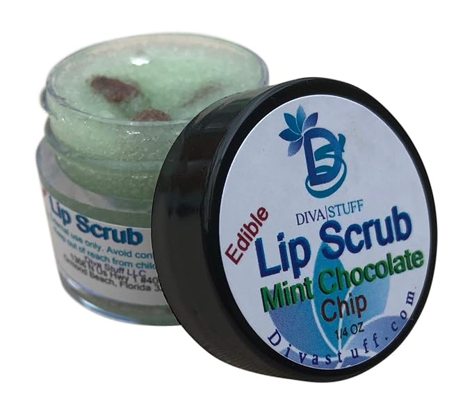 Diva Stuff Ultra Hydrating Lip Scrub for Soft Lips, Gentle Exfoliation, Moisturizer & Conditioner, Mint Chocolate Chip – ¼ oz (Made in the USA)-Velvo Beauty