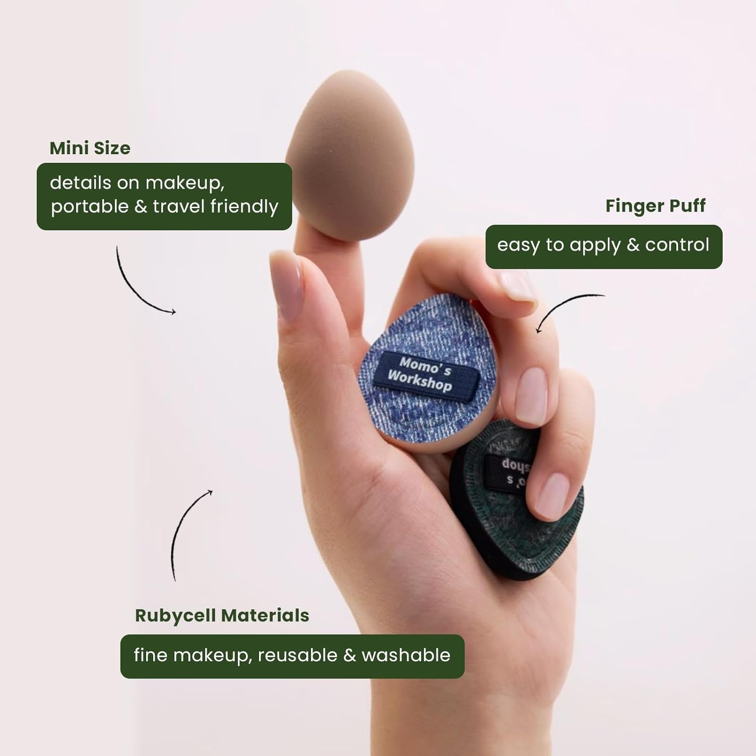 Mini Denim Makeup Sponge Set, Multi-Use Mini Makeup Blenders Sponge for Liquid/Cream/Concealer/Blush/Highlighter, Perfect for Detail Work & Travel,5PCS Mini Concealer Puffs with Storage Case-Velvo Beauty
