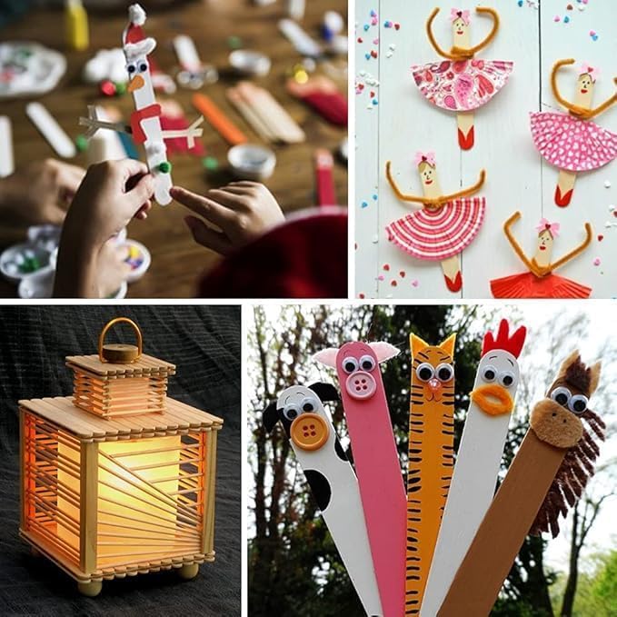 Mibly 4 Style Assorted Wooden Wax Sticks for Body Legs Face and Small Medium Large Sizes Eyebrow Waxing Applicator Spatulas for Hair Removal or Wood Craft Sticks (Pack of 1000)-Velvo Beauty