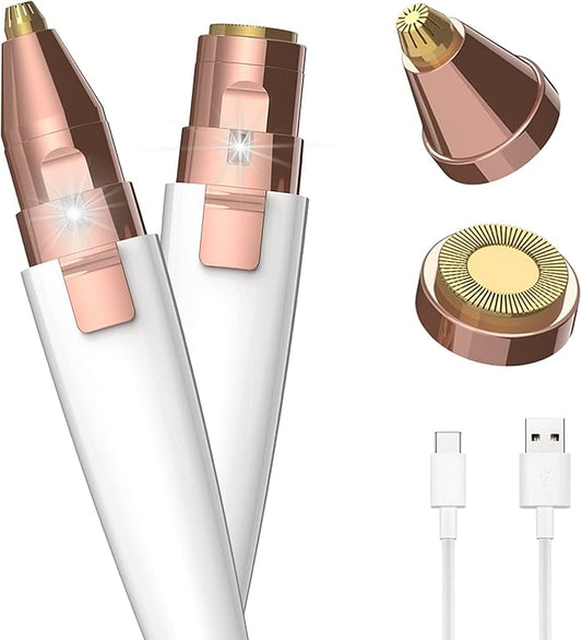 Eyebrow Razor,Facial Hair Removal for Women, (USB Rechargeable), 2 in 1 Eyebrow Trimmer and 100% Painless Hair Remover with Light for Nose, Lips, Face, Body-Velvo Beauty