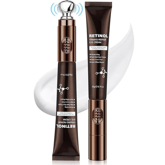 20g Eye Cream with Electric Massager, Moisturizing Anti-Wrinkles Eye Cream, Anti Aging Eye Cream for Dark Circles and Puffiness, Results in 3-4 Weeks to Reduce Fine Lines-Velvo Beauty
