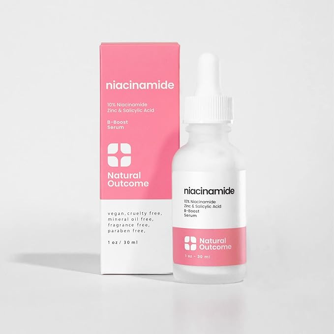 Niacinamide Serum for Face by Natural Outcome Skin Care, B-Boost Niacinamide 10% Plus Zinc 2% Salicylic Acid + Hyaluronic Acid, Acne Treatment + Pore Reducing Serum + Skin Balancing-Velvo Beauty