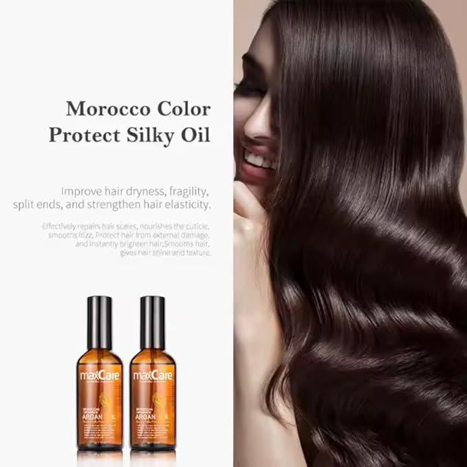 MaxCare Moroccan Argan Oil Hair Serum – Color Protect & Nourishing Treatment for Frizz Control, Shine & Heat Protection, 100ml – Lightweight, Non-Greasy, Sulfate-Free-Velvo Beauty