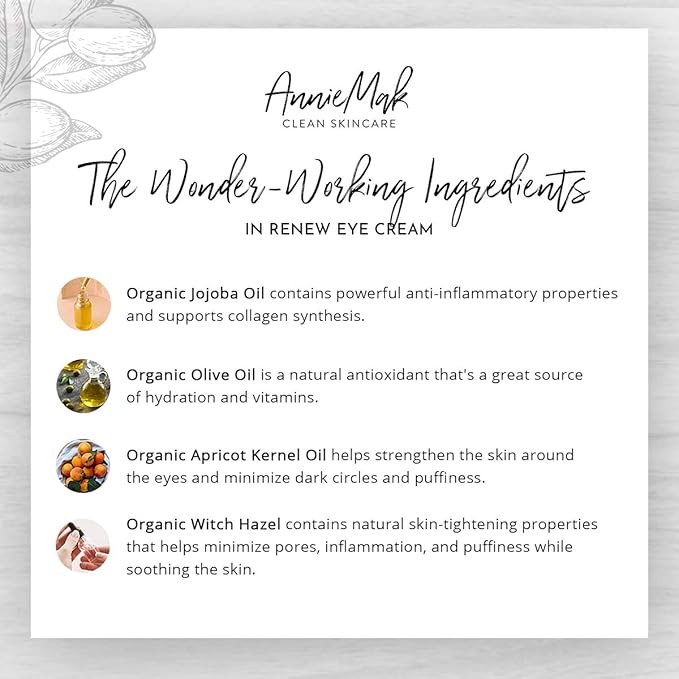 AnnieMak Renew Eye Cream for Dark Circles, Puffiness & Wrinkles Around Eyes, Under Eye Brightener, Vitamin Infused Moisturizer, Hydrating, Brightening & Smoothing Skin Care (0.25 fl oz)-Velvo Beauty