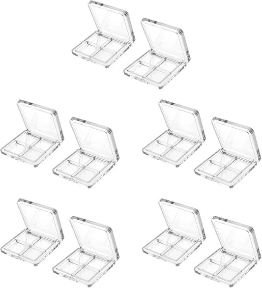 Beaupretty 10 Pieces Empty Eyeshadow Pallet 4 Grids Eye Shadow Lipstick Storage Case Box Clear Makeup DIY Cosmetic Organizer Container-Velvo Beauty
