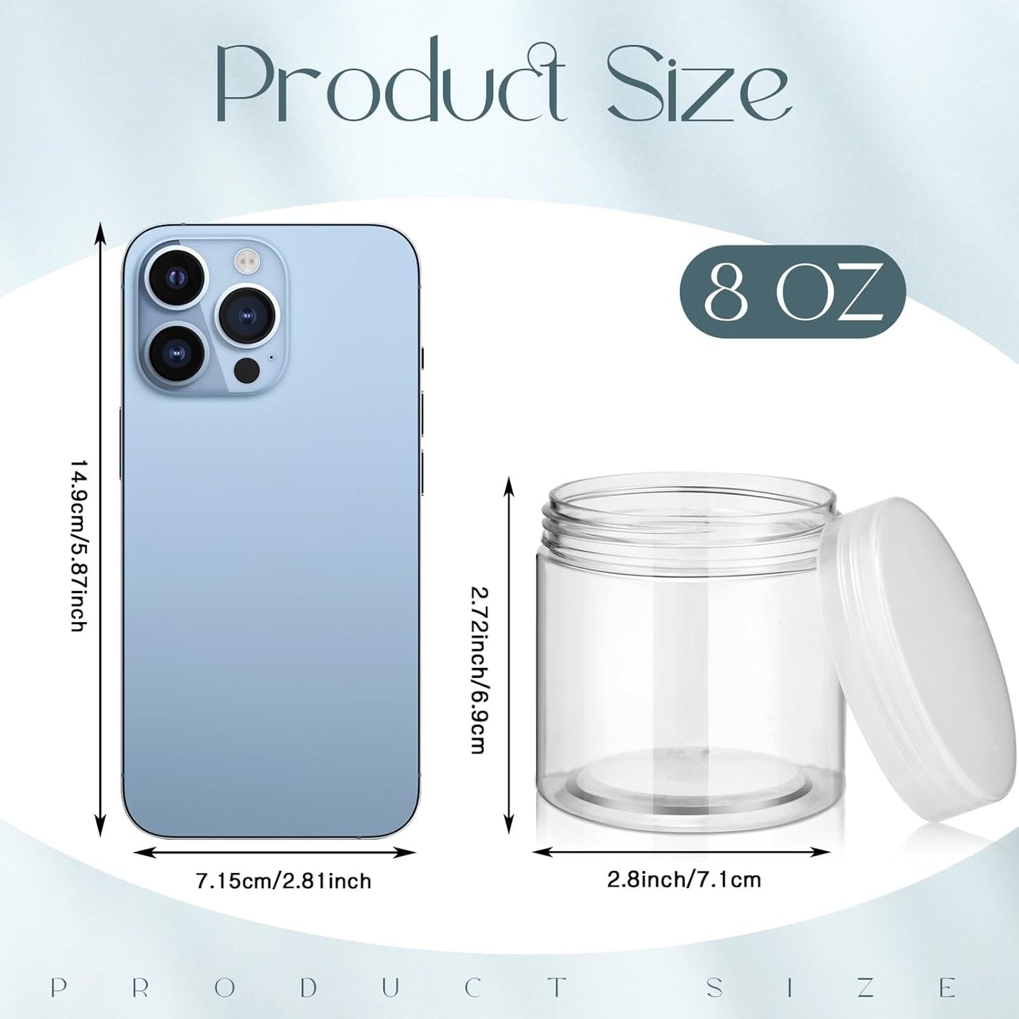 SATINIOR 100 Pcs Plastic Jars with Lids Small Containers Lids Wide Mouth Small Plastic Containers for Lotion Cream Rhinestones Body Butters Travel Storage(8 oz, Clear)-Velvo Beauty