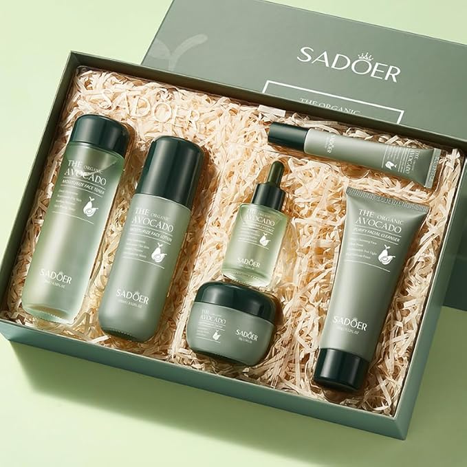Avocado Skincare Sets, 6Pcs Skincare Gift Set with Facial Cleanser, Face Serum, Face Cream, Eye Cream, Toner, moisturizing Lotion, Anti Aging Skin Care Sets & Kits, Hydrating Facial Kit for women-Velvo Beauty