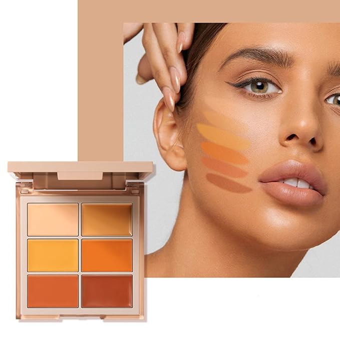 MAEPEOR Face Conceal Contour Palette 6 Colors Full Coverage and Lightweight Concealer Contour Palette Waterproof Long Lasting Contour Palette (Color 03)-Velvo Beauty