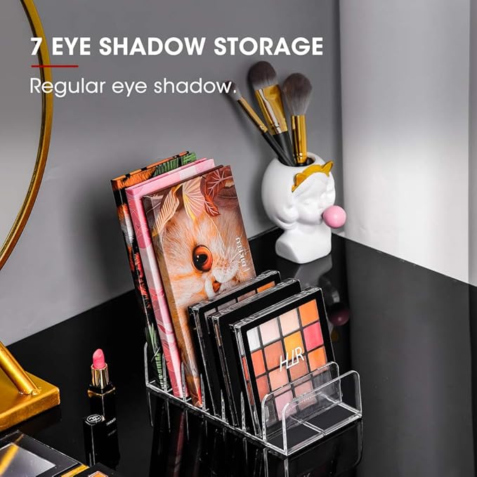 Eyeshadow Makeup Palette Cosmetic Organizer - Waterproof Eyeshadow Organizer for Eye Makeup Palette,Bathroom Countertop,7 Sections (1PCS-Small)-Velvo Beauty
